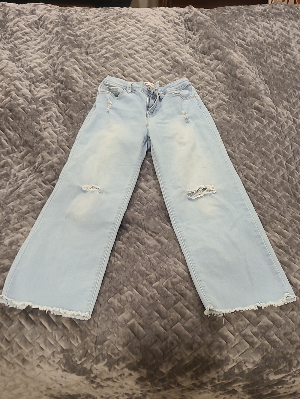 Light Blue Distressed Wide-Leg Girl’s Jeans